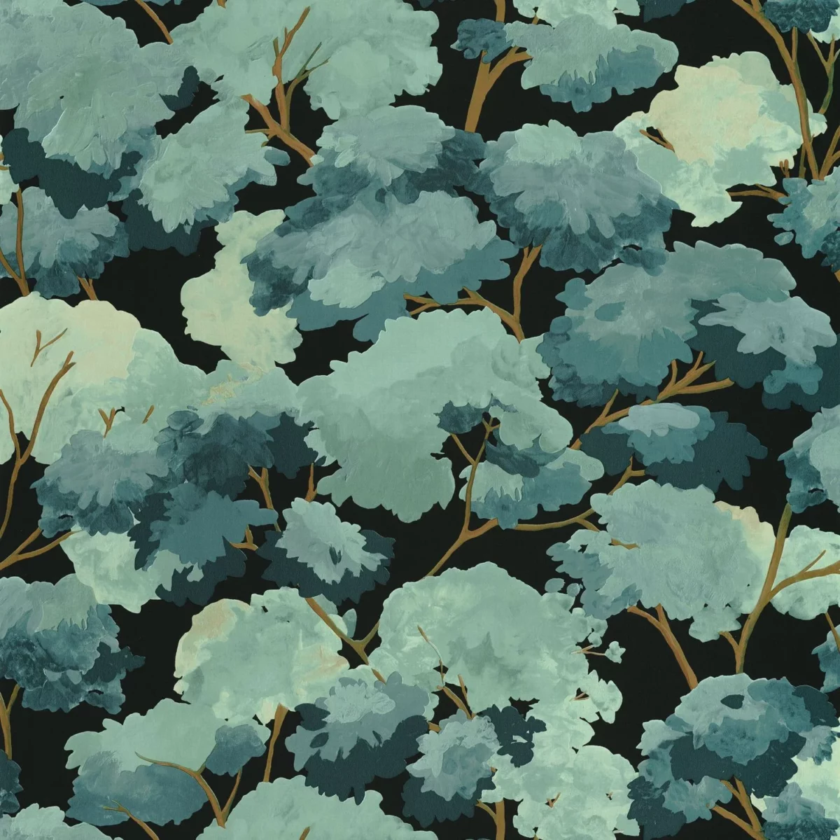 Ete Wallpaper - Vert Emeraude by blue botanical wallpaper from caselio