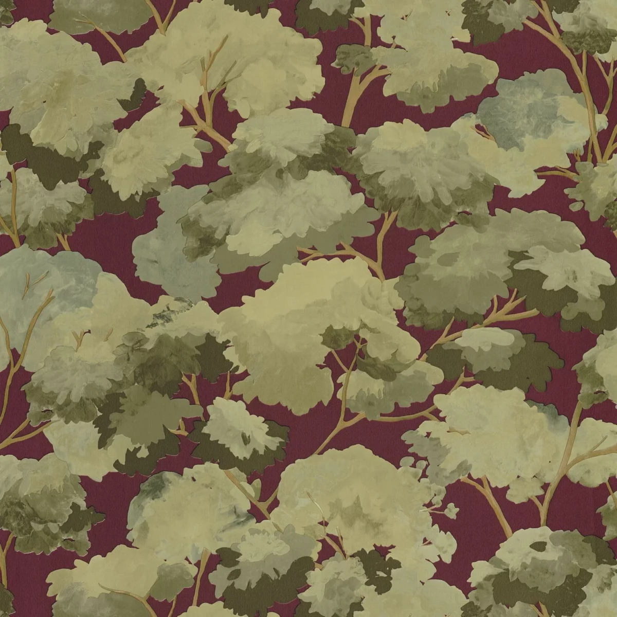 Ete Wallpaper - Bordeaux by green botanical wallpaper from caselio