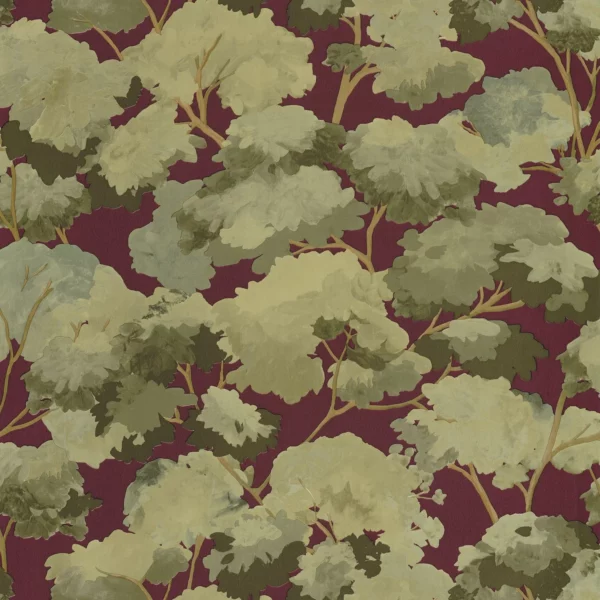 Ete Wallpaper - Bordeaux by green botanical wallpaper from caselio