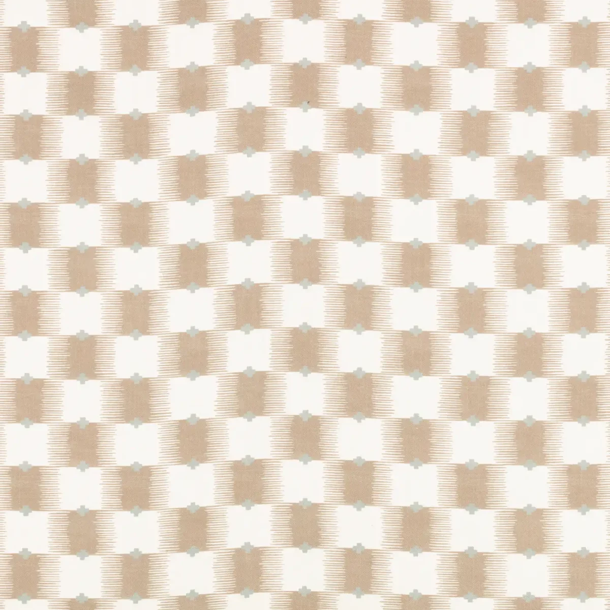 Ziri Fabric - Almond by neutral checked cotton fabric from Romo