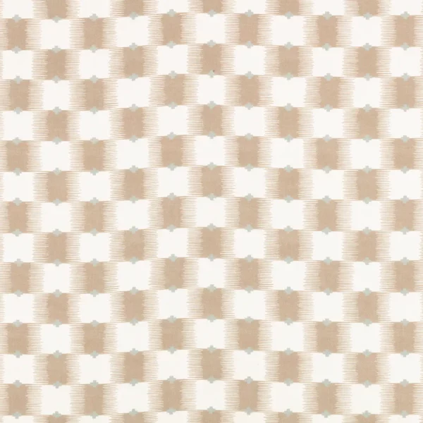 Ziri Fabric - Almond by neutral checked cotton fabric from Romo