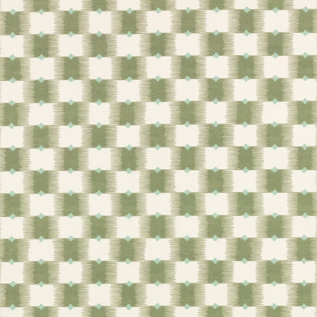 Ziri Fabric - Matcha by green checked cotton fabric from Romo