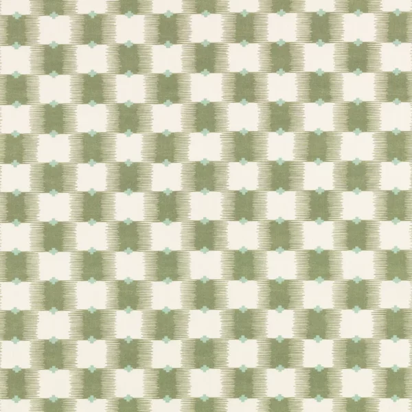 Ziri Fabric - Matcha by green checked cotton fabric from Romo