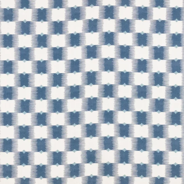 Ziri Fabric - Buxton Blue by blue checked cotton fabric from Romo