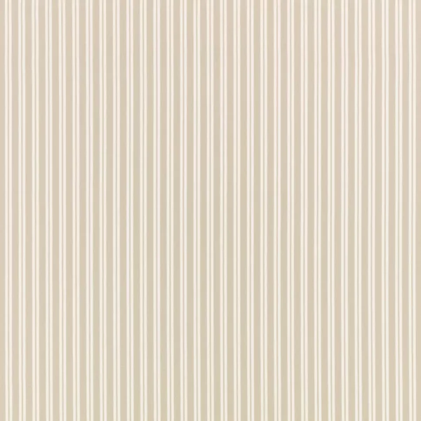 Obie Fabric - Stone by neutral striped cotton fabric from Romo