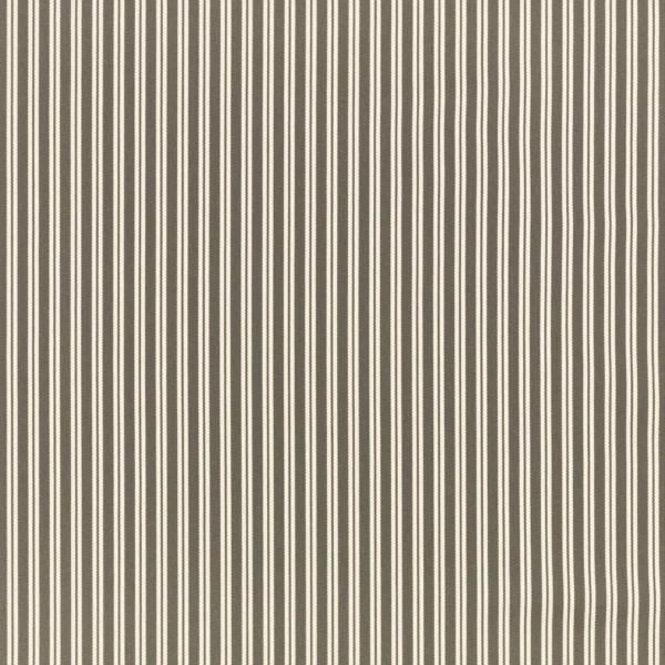 Obie Fabric - Slate by black-grey striped cotton fabric from Romo