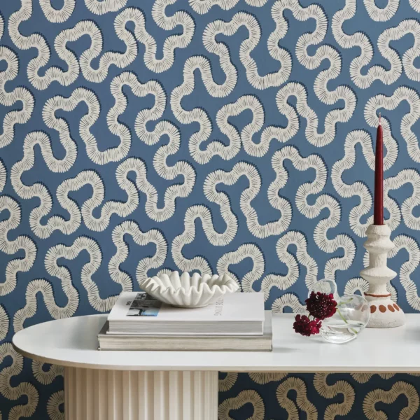 Kezia Wallpaper - Boathouse Blue by Kezia Wallpaper - Boathouse Blue from