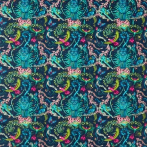 blue animal velvet-chenille fabric from Emma Shipley