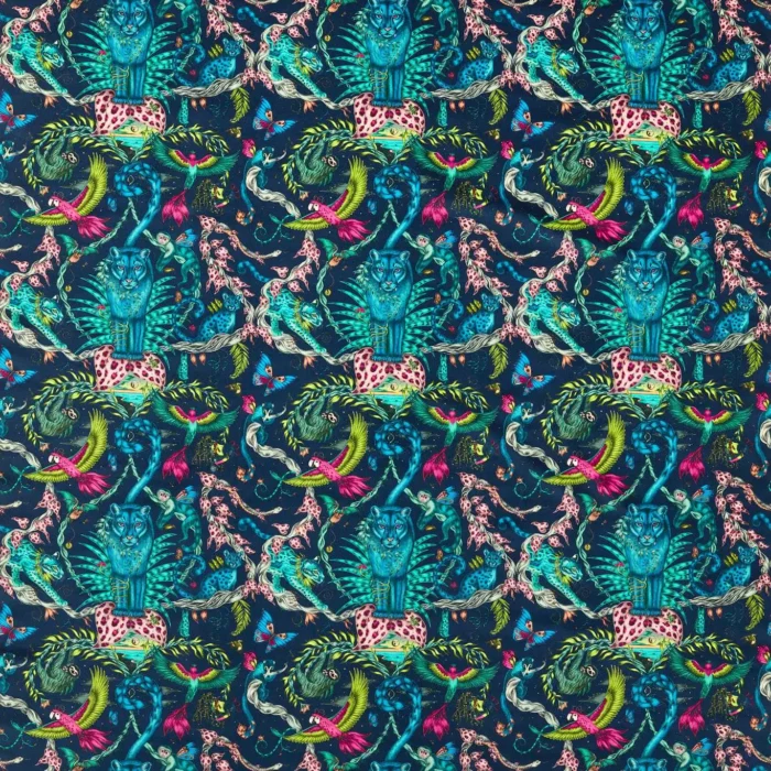 Bosque Dreams Velvet Fabric - Navy swatch