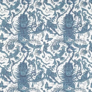 blue animal jacquard fabric from Emma Shipley