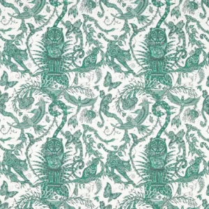 green animal jacquard fabric from Emma Shipley