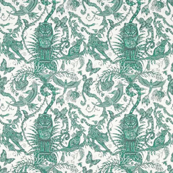 green animal jacquard fabric from Emma Shipley