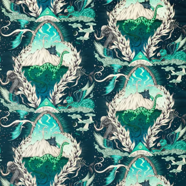 Highlandia Velvet Fabric - Marine by blue animal velvet-chenille fabric from Emma Shipley