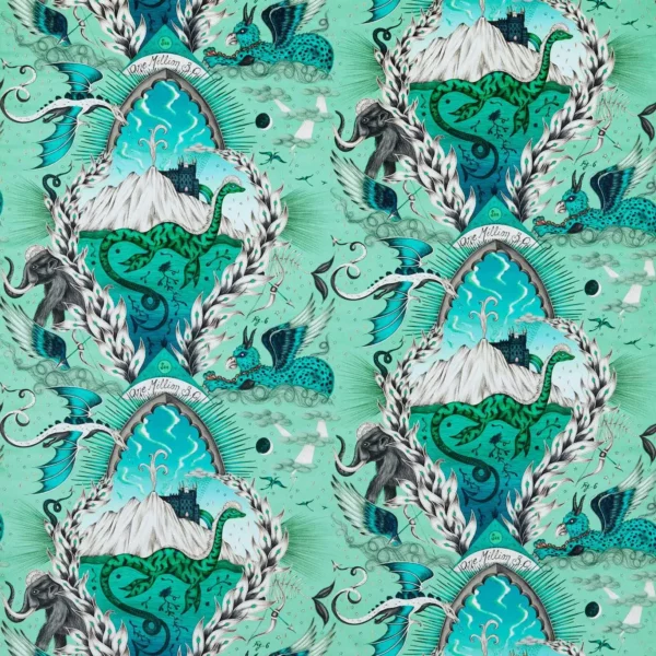 Highlandia Velvet Fabric - Sage by blue animal velvet-chenille fabric from Emma Shipley