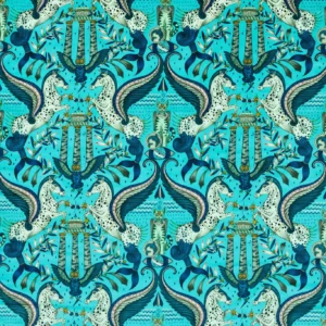 blue animal velvet-chenille fabric from Emma Shipley