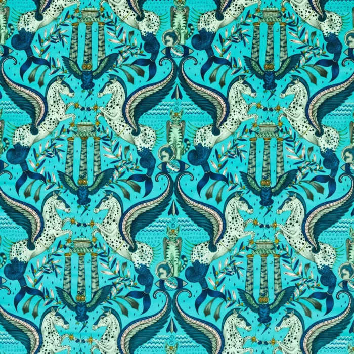 Odyssey Mythos Velvet Fabric - Peacock swatch