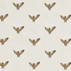yellow animal embroideried fabric from Emma Shipley