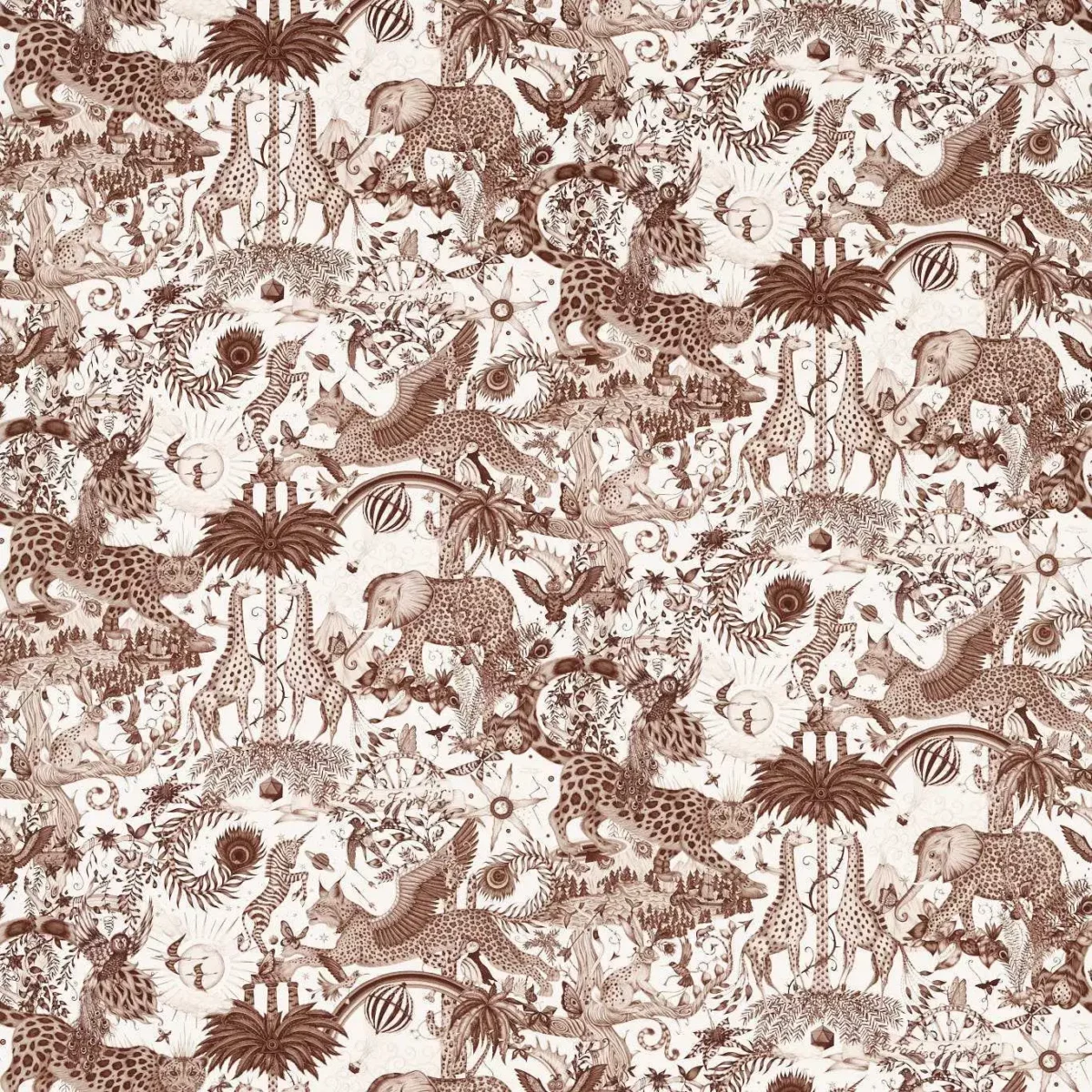 brown animal cotton fabric from Emma Shipley