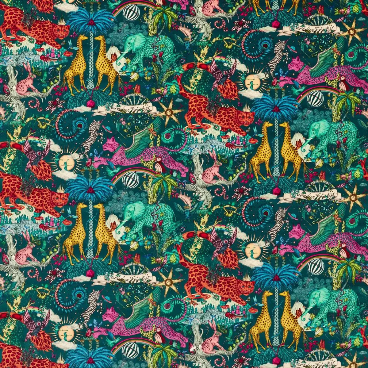 multicolour animal velvet-chenille fabric from Emma Shipley
