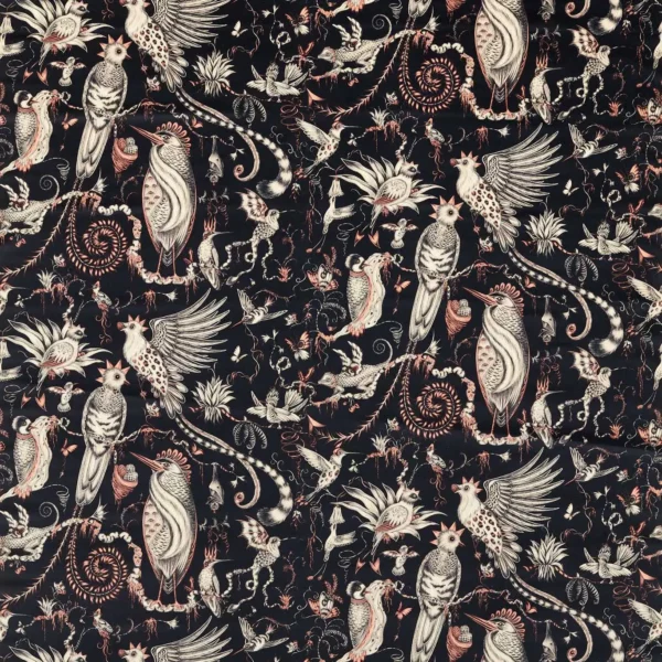 Quetzal Velvet Fabric - Charcoal by black-grey animal velvet-chenille fabric from Emma Shipley