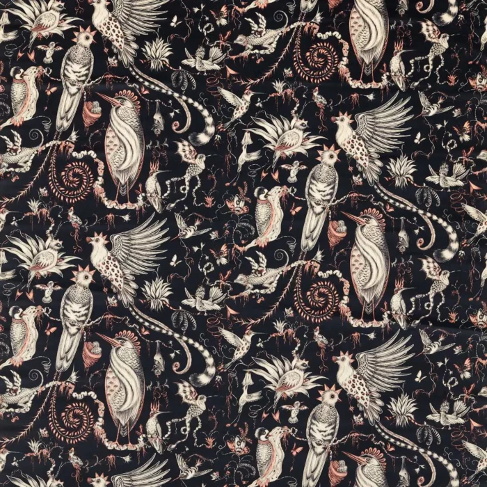 Quetzal Velvet Fabric - Charcoal swatch
