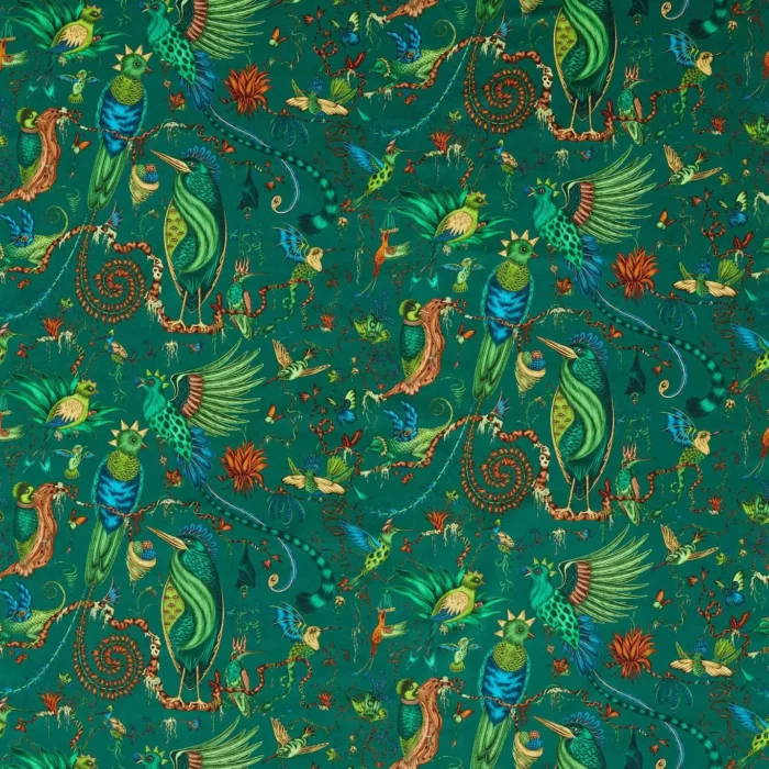 Quetzal Velvet Fabric - Teal swatch