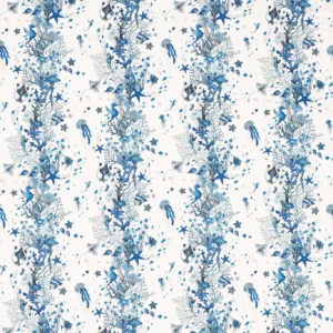 blue animal cotton fabric from Emma Shipley