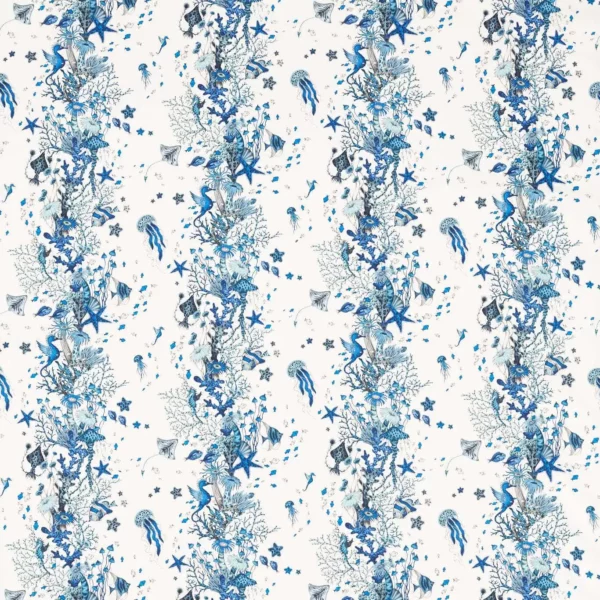 blue animal cotton fabric from Emma Shipley