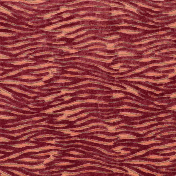 Wildstripe Fabric - Coral by red misc velvet-chenille fabric from Emma Shipley