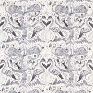 black-grey animal cotton fabric from Emma Shipley