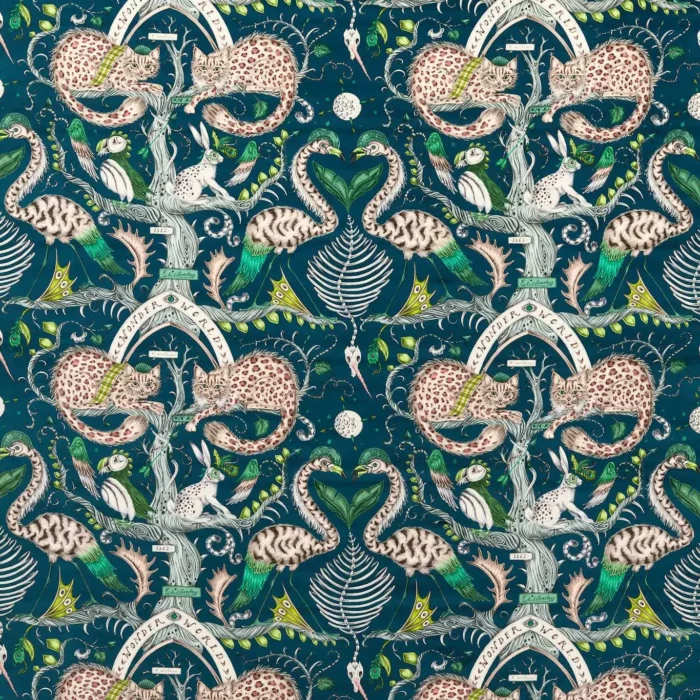 Wonder World Velvet Fabric - Teal swatch