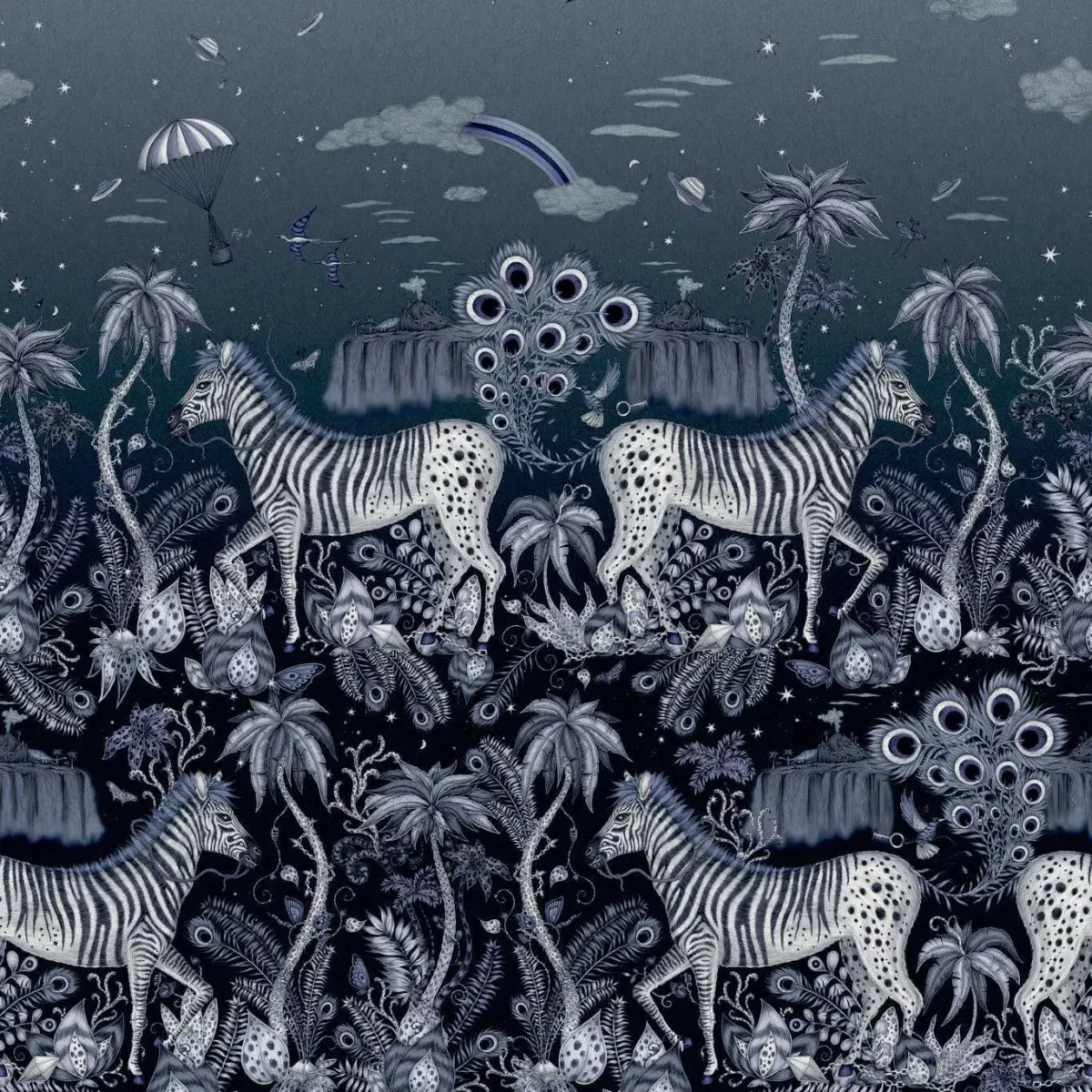 Lost Adventure Wallpaper - Midnight by blue animal wallpaper from emma shipley
