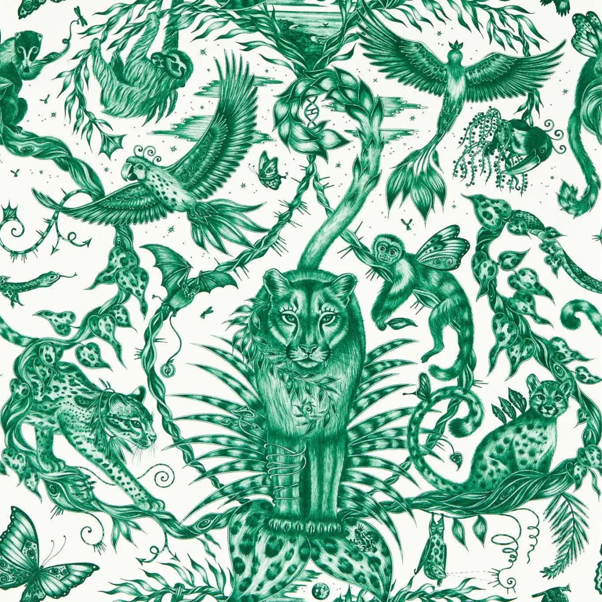 Bosque Dreams Wallpaper - Seafoam by green animal wallpaper from emma shipley
