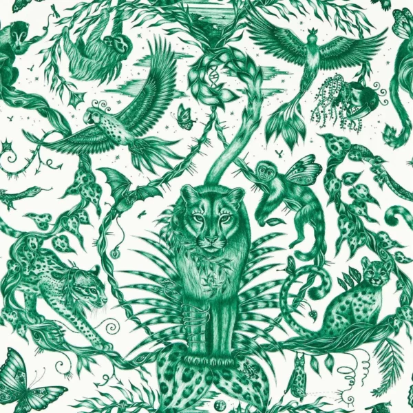 Bosque Dreams Wallpaper - Seafoam by green animal wallpaper from emma shipley