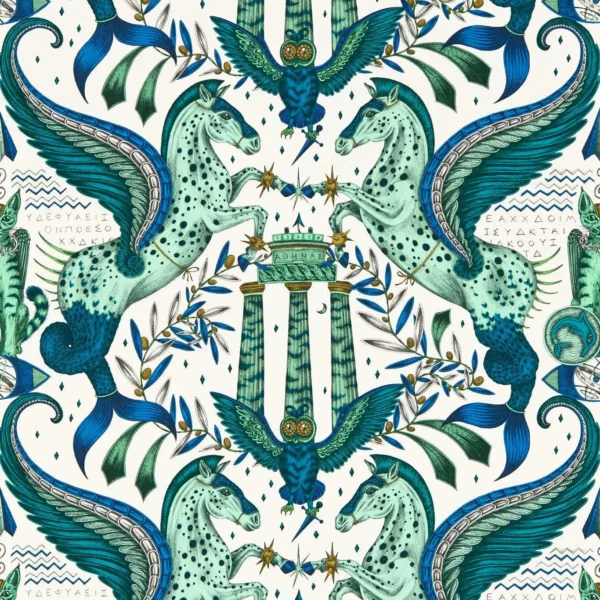 Odyssey Mythos Wallpaper - Olive by blue animal wallpaper from emma shipley