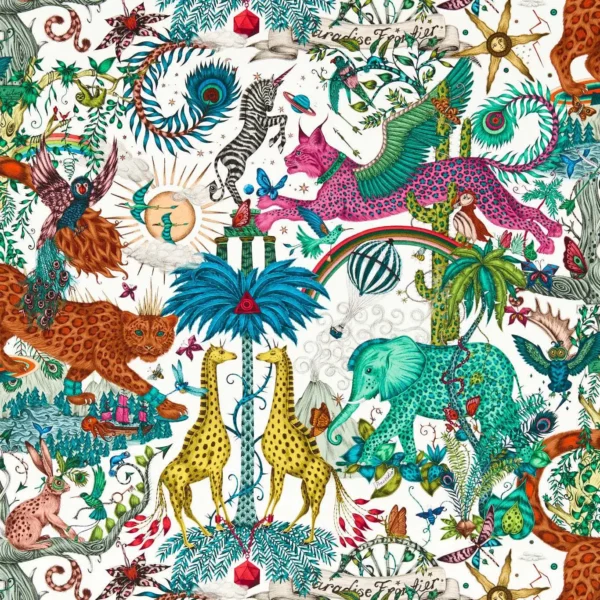 Paradise Lost Wallpaper - Ivory by multicolour animal wallpaper from emma shipley