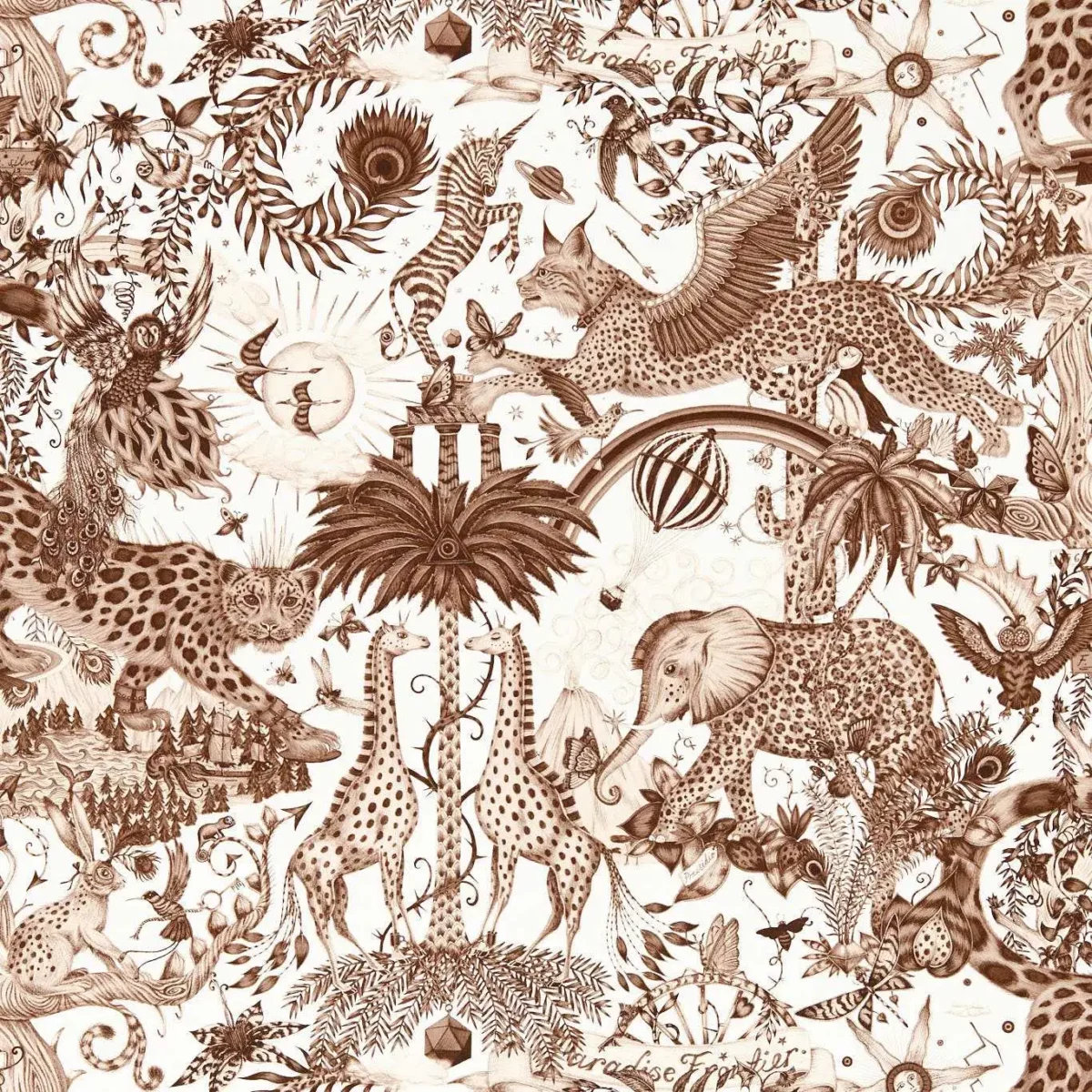 Paradise Lost Wallpaper - Sepia by brown animal wallpaper from emma shipley