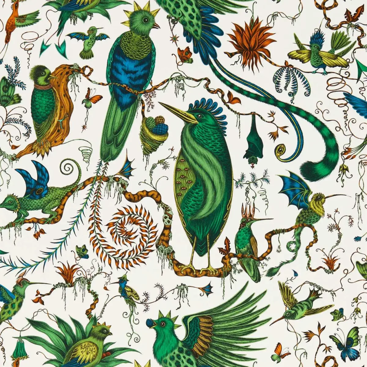 Quetzal Wallpaper - Green by green animal wallpaper from emma shipley