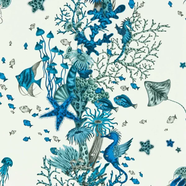Seaforest Wallpaper - Blue by blue animal wallpaper from emma shipley