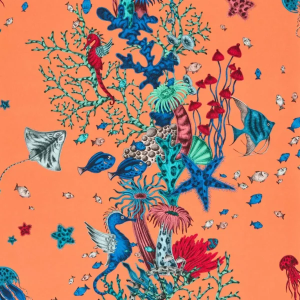 Seaforest Wallpaper - Peach by orange animal wallpaper from emma shipley