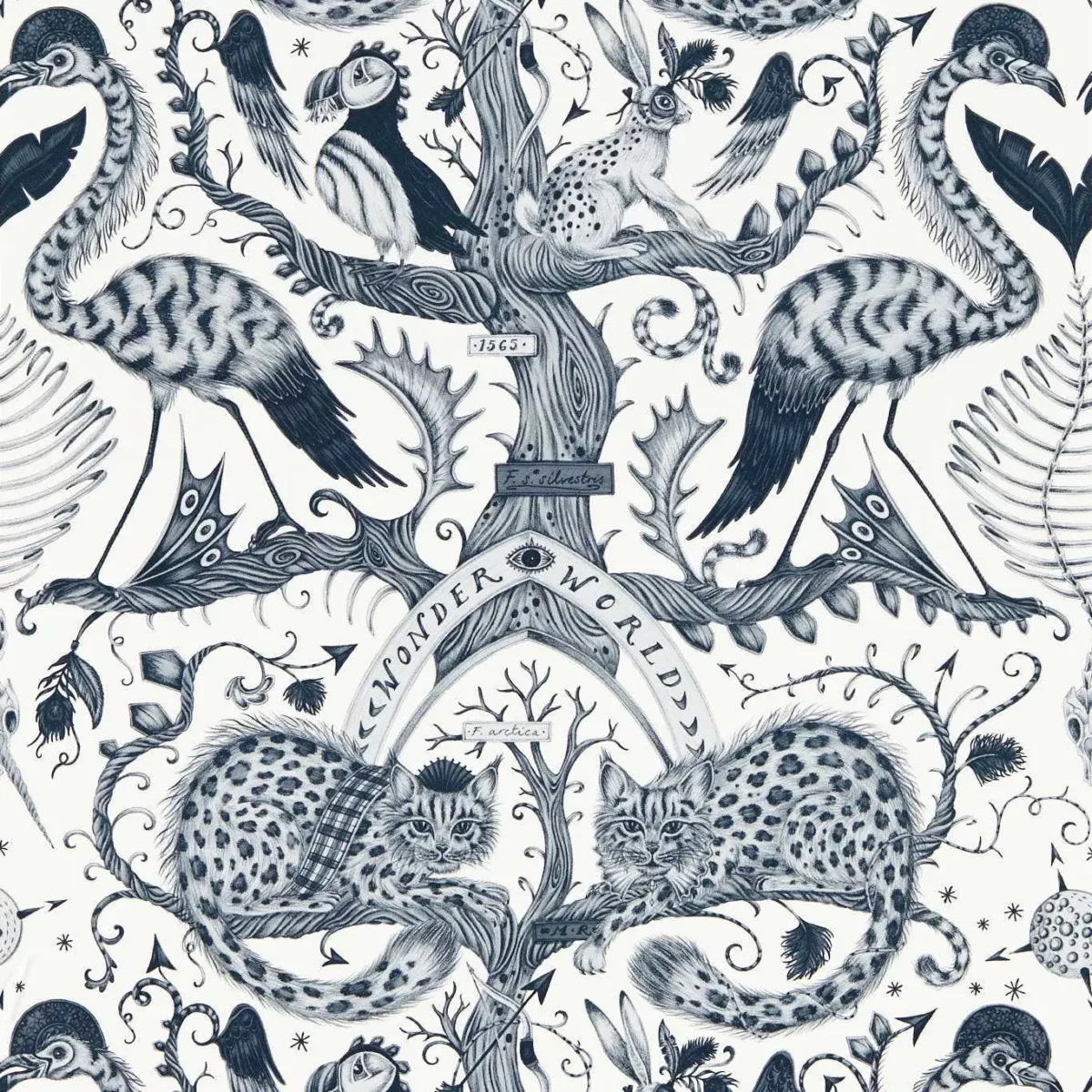 Wonder World Wallpaper - Mono by blue animal wallpaper from emma shipley