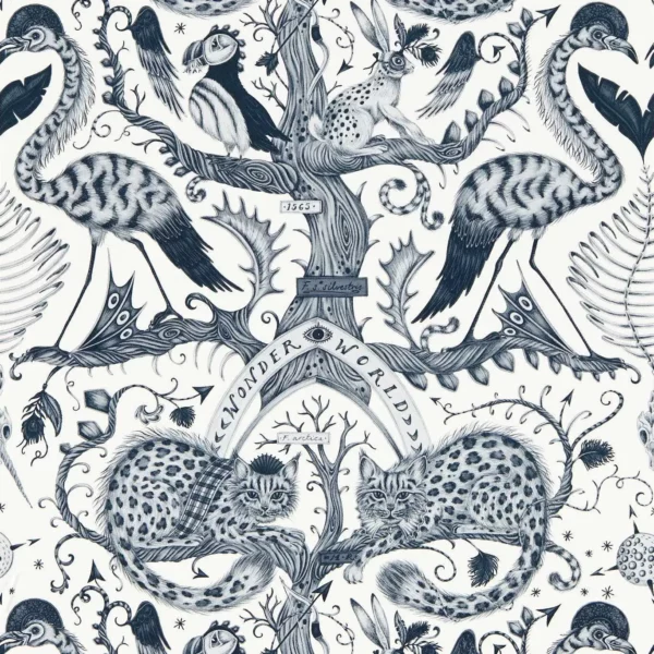 Wonder World Wallpaper - Mono by blue animal wallpaper from emma shipley