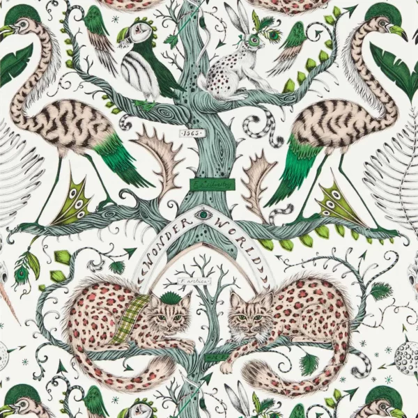 Wonder World Wallpaper - Emerald by green animal wallpaper from emma shipley