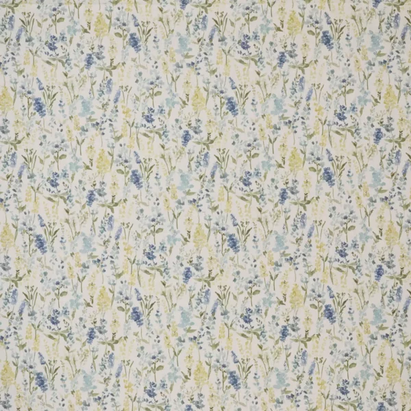 Anara Fabric - Azure by blue botanical cotton fabric from Ashley Wilde
