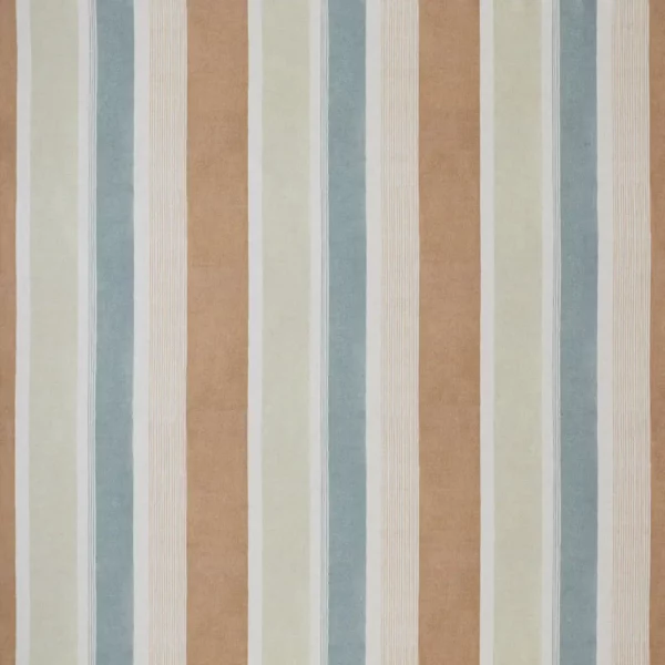Celia Fabric - Copper by blue striped cotton fabric from Ashley Wilde