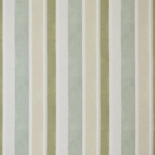 Celia Fabric - Moss by green striped cotton fabric from Ashley Wilde