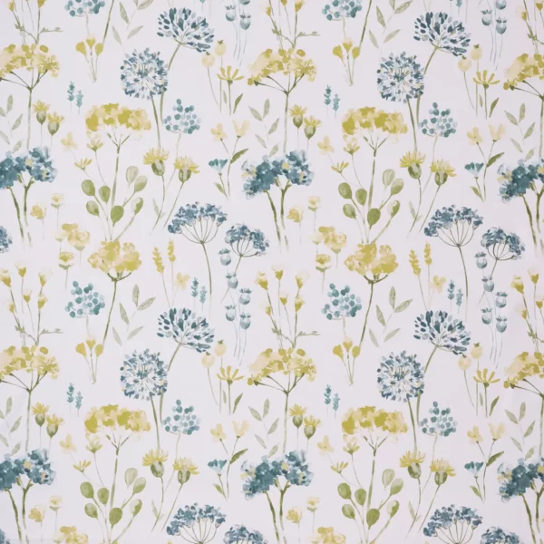 blue botanical cotton fabric from Ashley Wilde