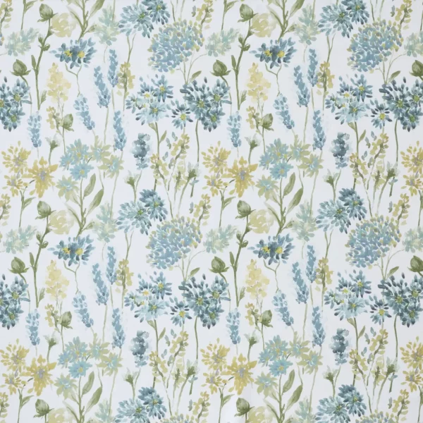 blue botanical cotton fabric from Ashley Wilde