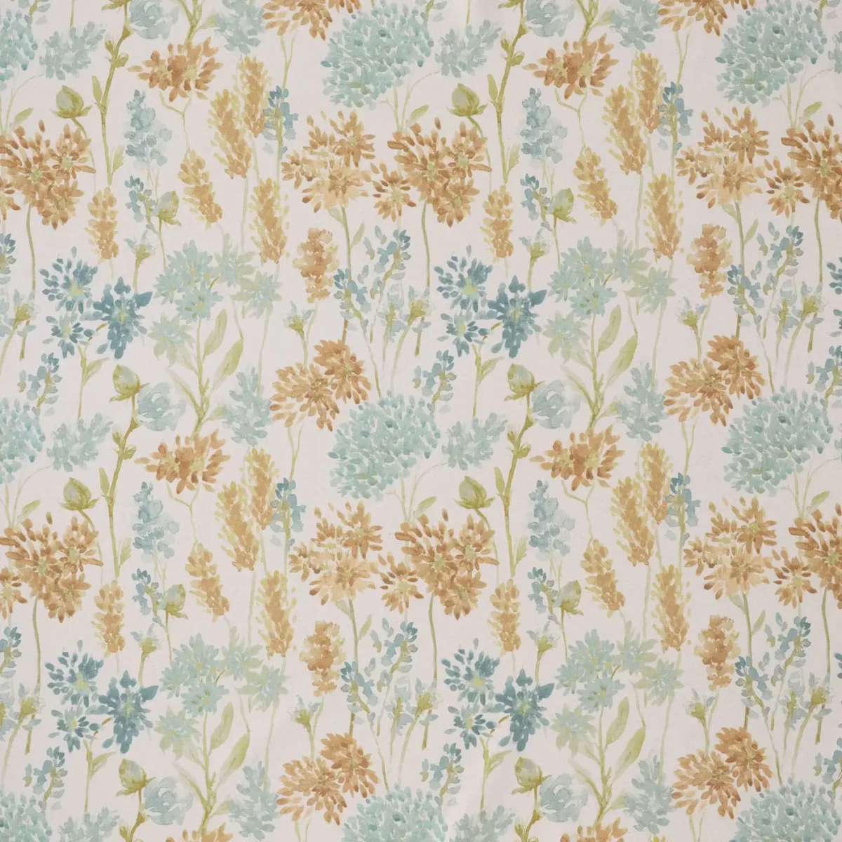 Etta Fabric - Ginger by blue botanical cotton fabric from Ashley Wilde