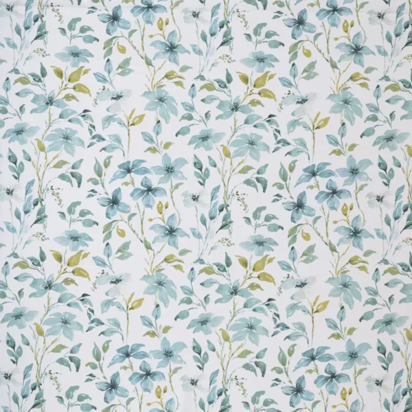 Hallie Fabric - Azure by blue botanical cotton fabric from Ashley Wilde